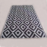 HKM-382163 Black and White Polypropylene RV Mat for Indoor and Outdoor Use