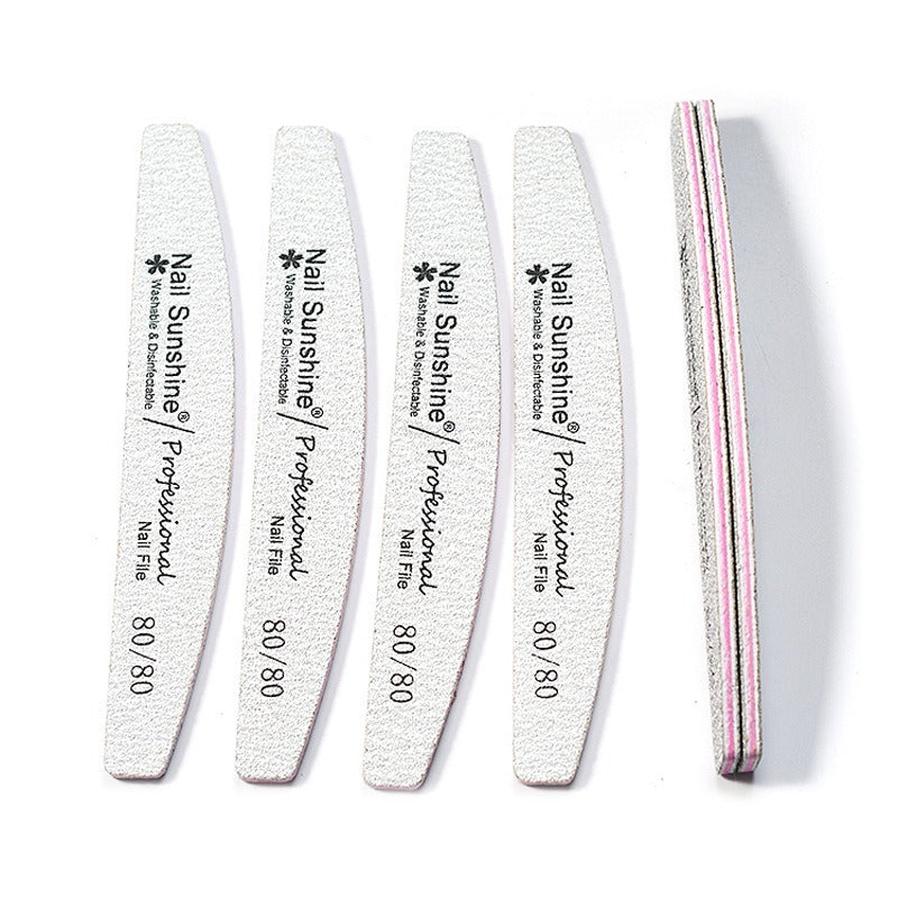 HKM-382291 Gray Half-Moon Nail File - Washable Non-Shedding Sanding Tool for Nail Care