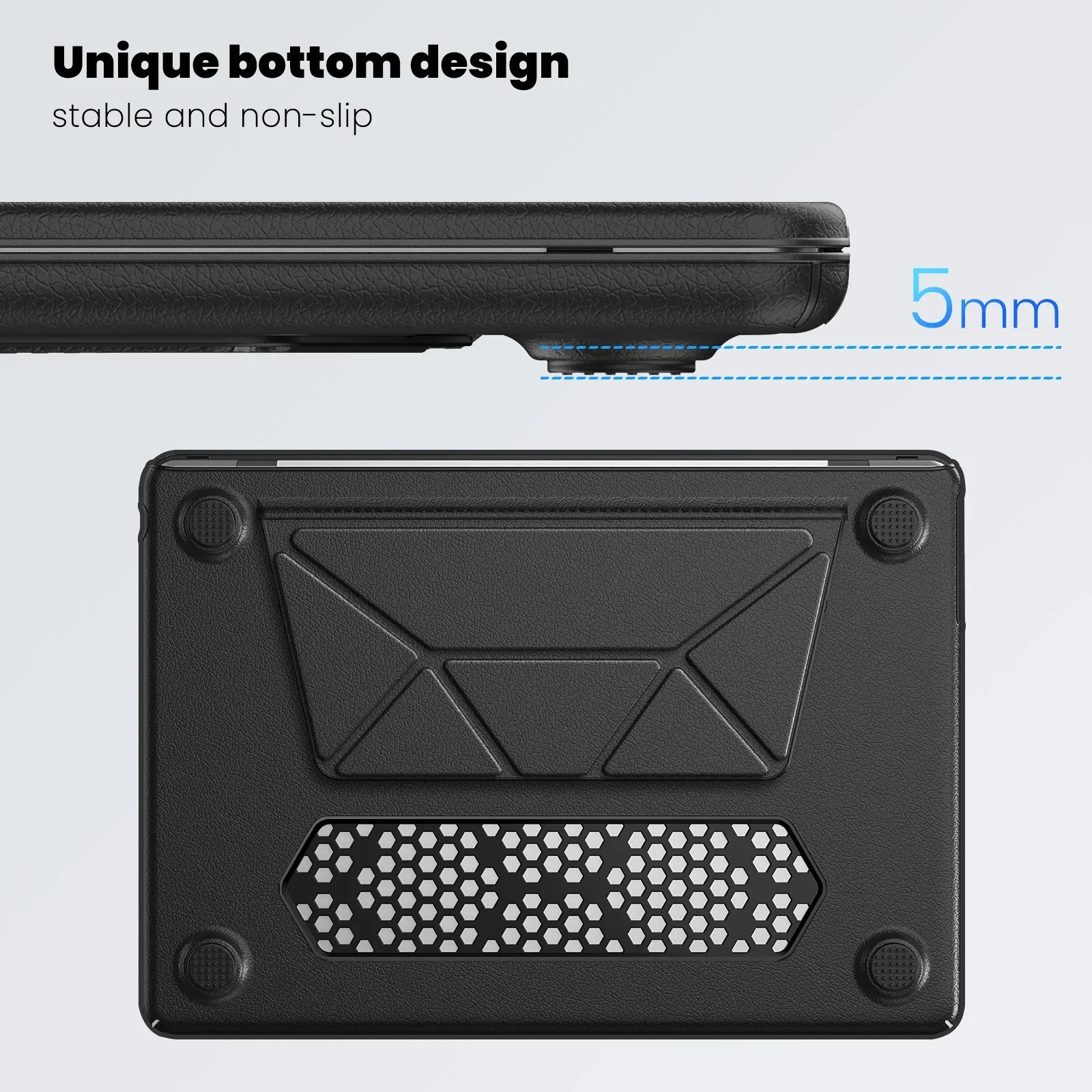 HKM-382355 Black PU Kickstand Cover for MacBook Air 13.6 (Model M2 A2681/M3 A3113)
