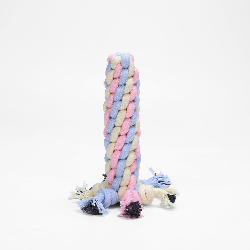 HKM-3824189 Interactive Cotton Rope Ball for Dogs and Cats - Bite Resistant Knot Toy in Macaron Colors