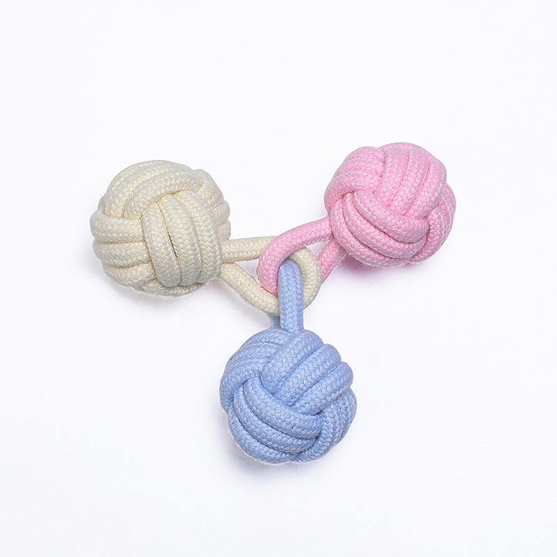 HKM-3824189 Interactive Cotton Rope Ball for Dogs and Cats - Bite Resistant Knot Toy in Macaron Colors