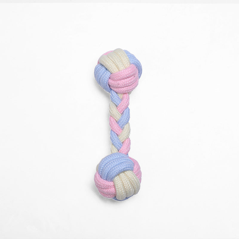 HKM-3824189 Interactive Cotton Rope Ball for Dogs and Cats - Bite Resistant Knot Toy in Macaron Colors