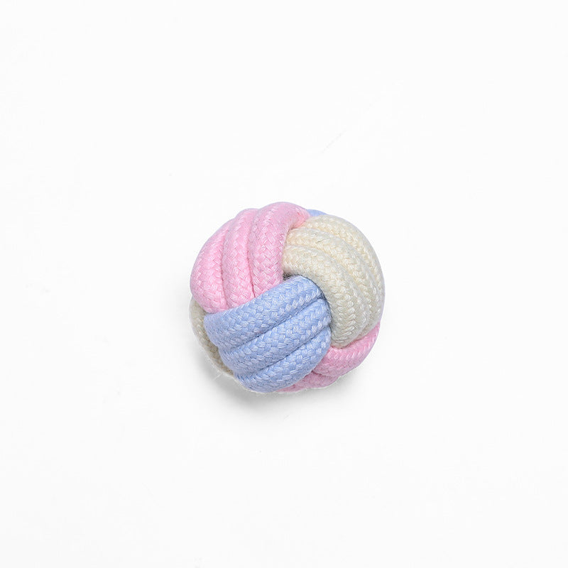 HKM-3824189 Interactive Cotton Rope Ball for Dogs and Cats - Bite Resistant Knot Toy in Macaron Colors