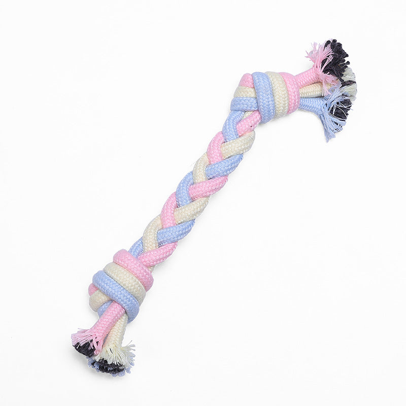 HKM-3824189 Interactive Cotton Rope Ball for Dogs and Cats - Bite Resistant Knot Toy in Macaron Colors