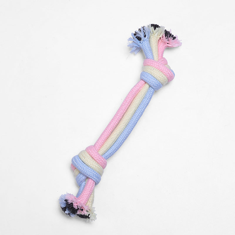 HKM-3824189 Interactive Cotton Rope Ball for Dogs and Cats - Bite Resistant Knot Toy in Macaron Colors