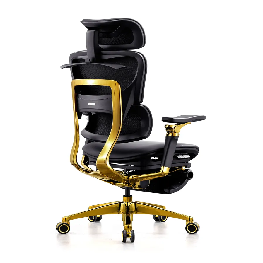 HKM-382419 Ergonomic Genuine Leather Office Chair with Swivel Feature and 7D Armrests