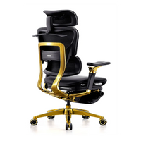 HKM-382419 Ergonomic Genuine Leather Office Chair with Swivel Feature and 7D Armrests