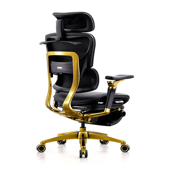 HKM-382419 Ergonomic Genuine Leather Office Chair with Swivel Feature and 7D Armrests