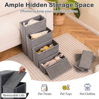 HKM-3826621 Foldable 4-Step Dog Stairs with Non-Slip Surface and Storage Compartments for Pets