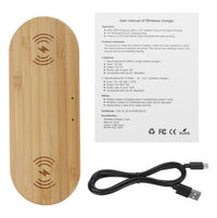 HKM-382675 Wooden Wireless Charger - Direct Charge 10W in Bamboo, Beech, and Walnut Finishes
