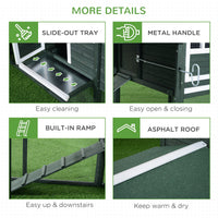 HKM-3827005 84" Wooden Chicken Coop with Run and Nesting Box, Green Fir Construction for 2-3 Chickens