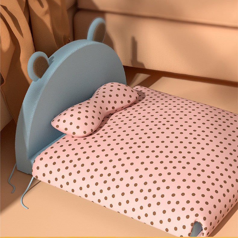 HKM-3827389 Cozy All-Season Small Dog and Cat Kennel Bed in Pink, Yellow, and Gray