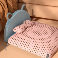 HKM-3827389 Cozy All-Season Small Dog and Cat Kennel Bed in Pink, Yellow, and Gray