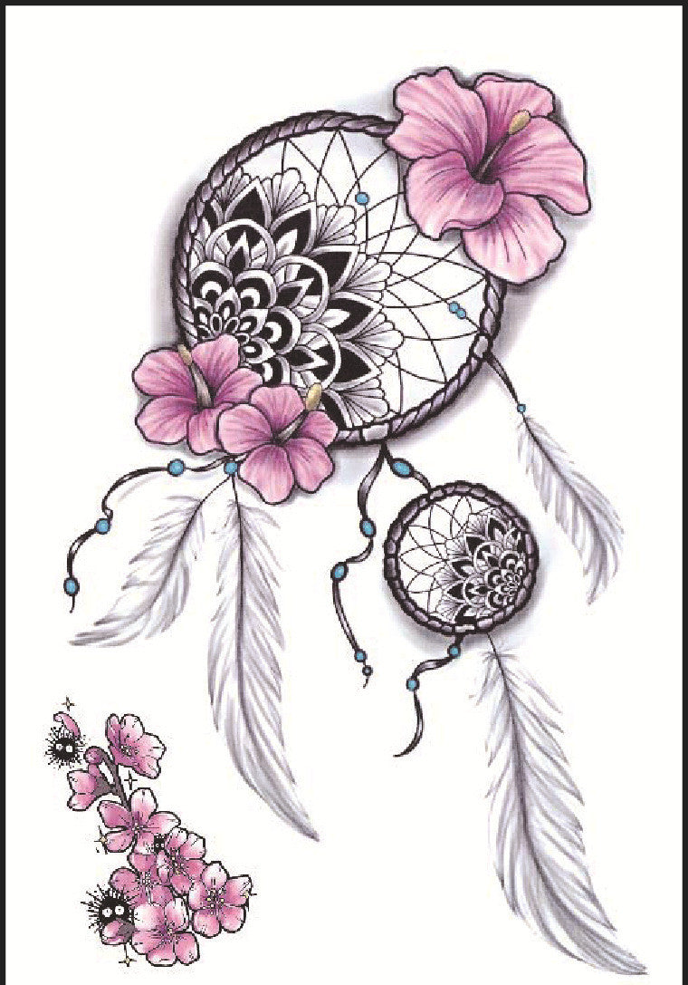 HKM-382739 Floral Geometry Water Transfer Tattoo Stickers for Unique Body Art