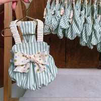 HKM-3827901 Cute Striped Suspender Skirt for Cats in Candy Pink and Green