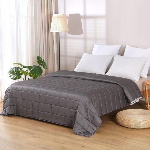 HKM-382803 Checkered Velvet Lambswool Gravity Quilt in Multiple Sizes - Dark Gray and Light Gray