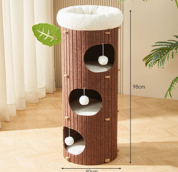 HKM-3828413 Cat Scratch Board Felt Nest for Cats - Wine Red & Camel Variants, Multi-layer Options Available