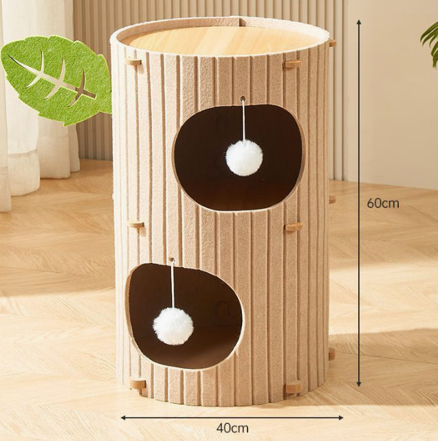 HKM-3828413 Cat Scratch Board Felt Nest for Cats - Wine Red & Camel Variants, Multi-layer Options Available