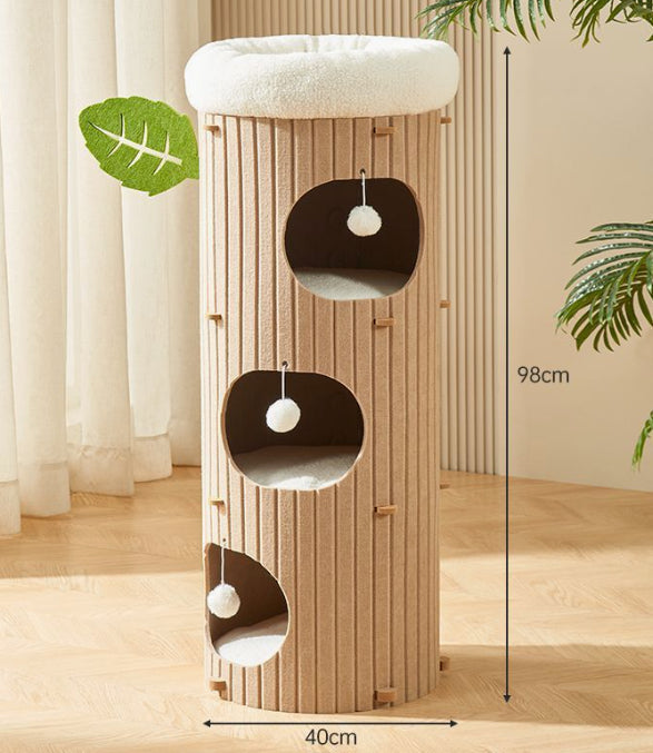 HKM-3828413 Cat Scratch Board Felt Nest for Cats - Wine Red & Camel Variants, Multi-layer Options Available