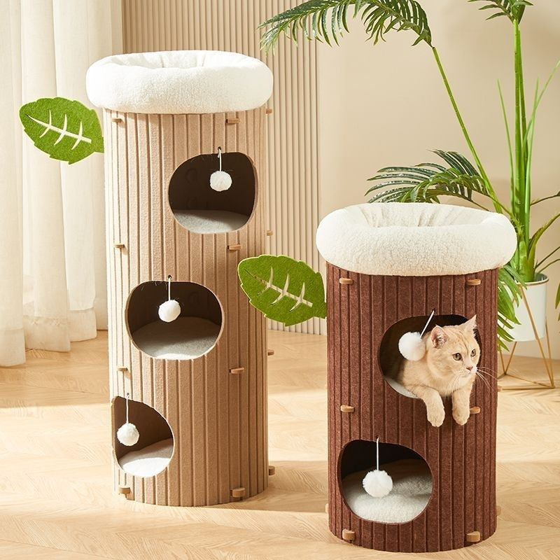 HKM-3828413 Cat Scratch Board Felt Nest for Cats - Wine Red & Camel Variants, Multi-layer Options Available