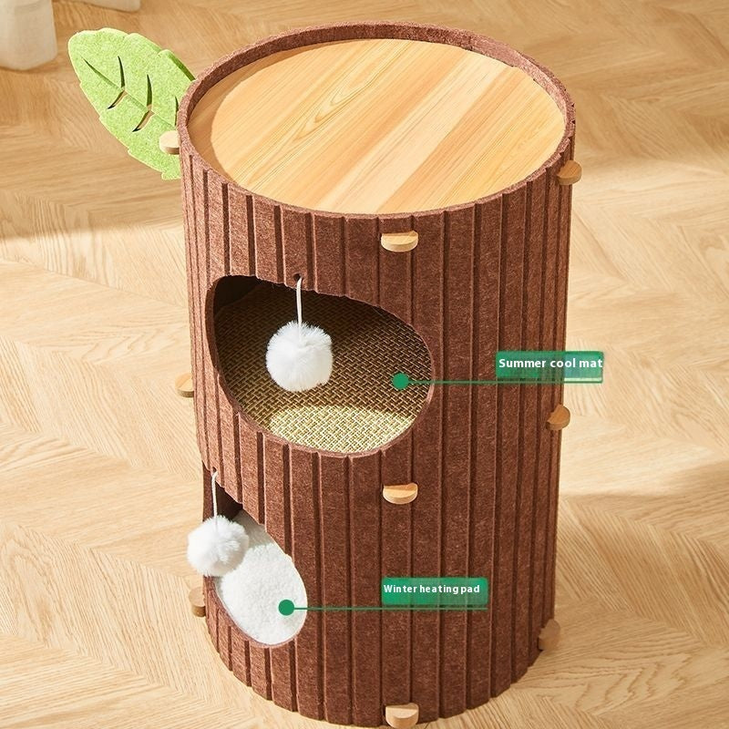 HKM-3828413 Cat Scratch Board Felt Nest for Cats - Wine Red & Camel Variants, Multi-layer Options Available