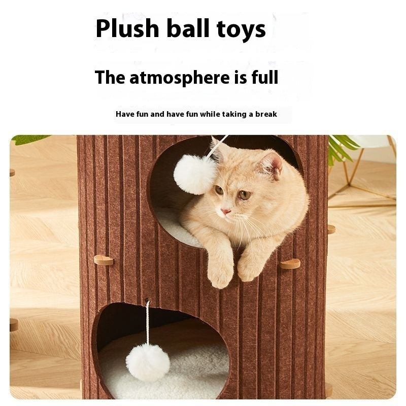 HKM-3828413 Cat Scratch Board Felt Nest for Cats - Wine Red & Camel Variants, Multi-layer Options Available