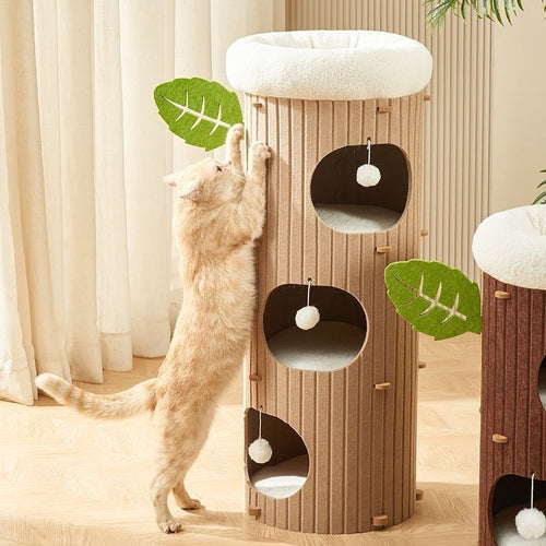 HKM-3828413 Cat Scratch Board Felt Nest for Cats - Wine Red & Camel Variants, Multi-layer Options Available