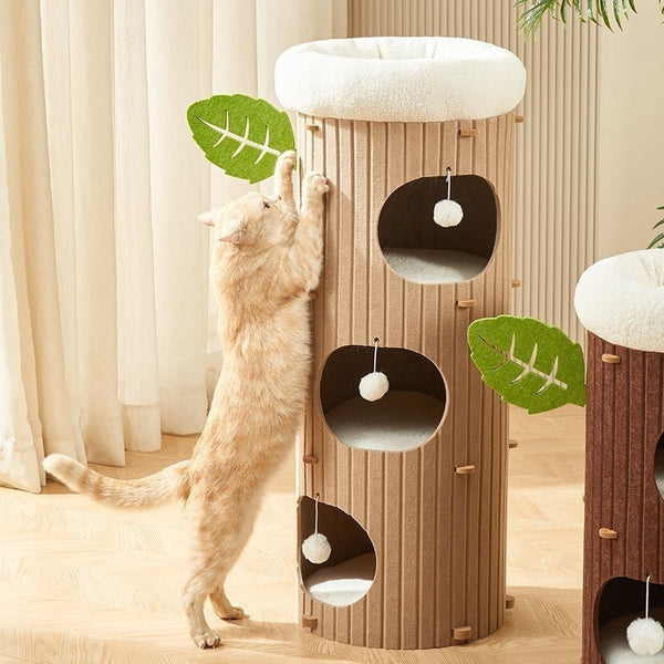 HKM-3828413 Cat Scratch Board Felt Nest for Cats - Wine Red & Camel Variants, Multi-layer Options Available