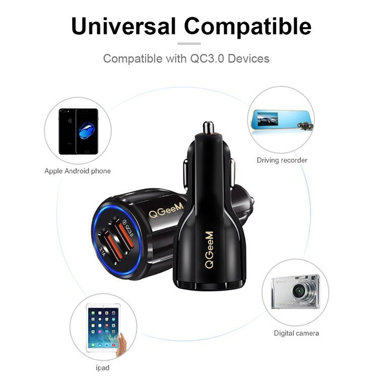 HKM-382867 Smart Car Charger with USB Interface, 24V Input, 5V/9V/12V Output, 1800mA Charging Current