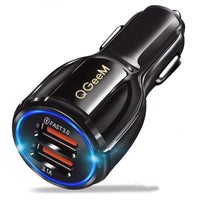HKM-382867 Smart Car Charger with USB Interface, 24V Input, 5V/9V/12V Output, 1800mA Charging Current