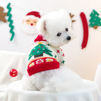 HKM-3828925 Green Christmas Tree Dog Sweater with Matching Red Venus Hat - Available in Multiple Sizes