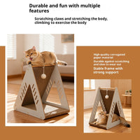 HKM-3829309 Triangular Corrugated Cardboard Cat Scratching Board and Nest Climbing Frame
