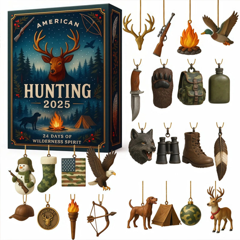 HKM-382931 Hunting Acrylic Pendant Advent Calendar Blind Box for Christmas Tree Decoration