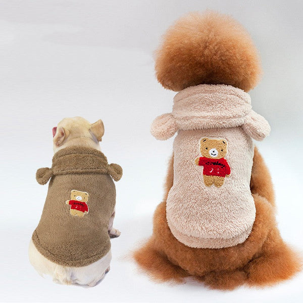 HKM-3829693 Cozy Bear Ear Hooded Coat for Pets in Multiple Colors and Sizes