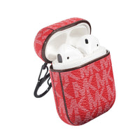 HKM-382995 Leather Letter Bluetooth Headset Compatible with iPhone Models - Hardshell Design in Black, Brown, White, Off-white, and Red