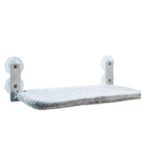 HKM-3830717 Convenient Foldable Cat Hammock Window Perch in Gray Plush and Beige Mesh