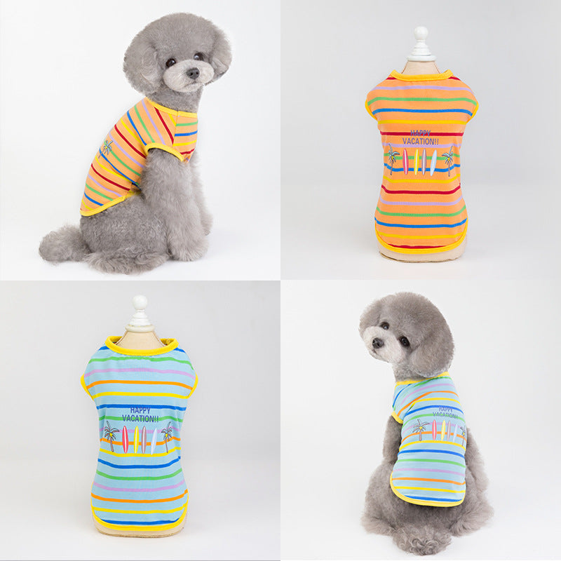 HKM-3831485 Comfortable and Breathable Summer Pet Vest in Light Blue and Orange