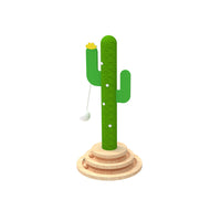 HKM-3832381 Cactus-Themed Solid Wood Cat Toy Wheel with Teasing Pillar