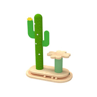 HKM-3832381 Cactus-Themed Solid Wood Cat Toy Wheel with Teasing Pillar