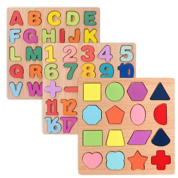 HKM-383251 3D Wooden Alphabet and Number Puzzle for Kids - Montessori Educational Activity Toy