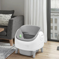 HKM-383251 Automatic Cat Litter Box with Easy Clean Feature, Travel Tray for Cats and Kittens, Large Capacity Plastic Design