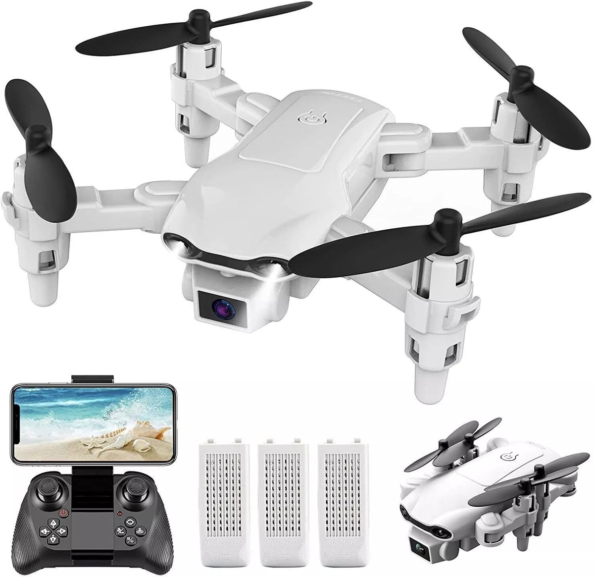 HKM-383315 Foldable Mini Drone with 720P HD Camera, Altitude Hold, and Headless Mode for Kids and Adults