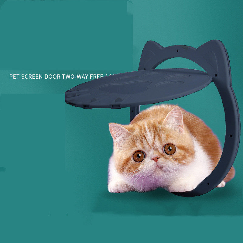 HKM-3833917 Intelligent Plastic Cat Door Curtain - White/Black, Easy Installation, 29cm Outer Size