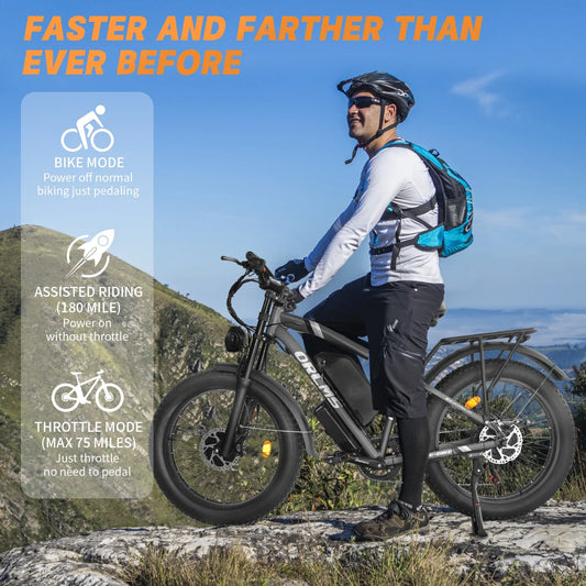 HKM-383507 48V E-Bike with Central Motor, 7-Speed Gear, Fat Tire Design, Smart Features, and Hydraulic Disc Brakes