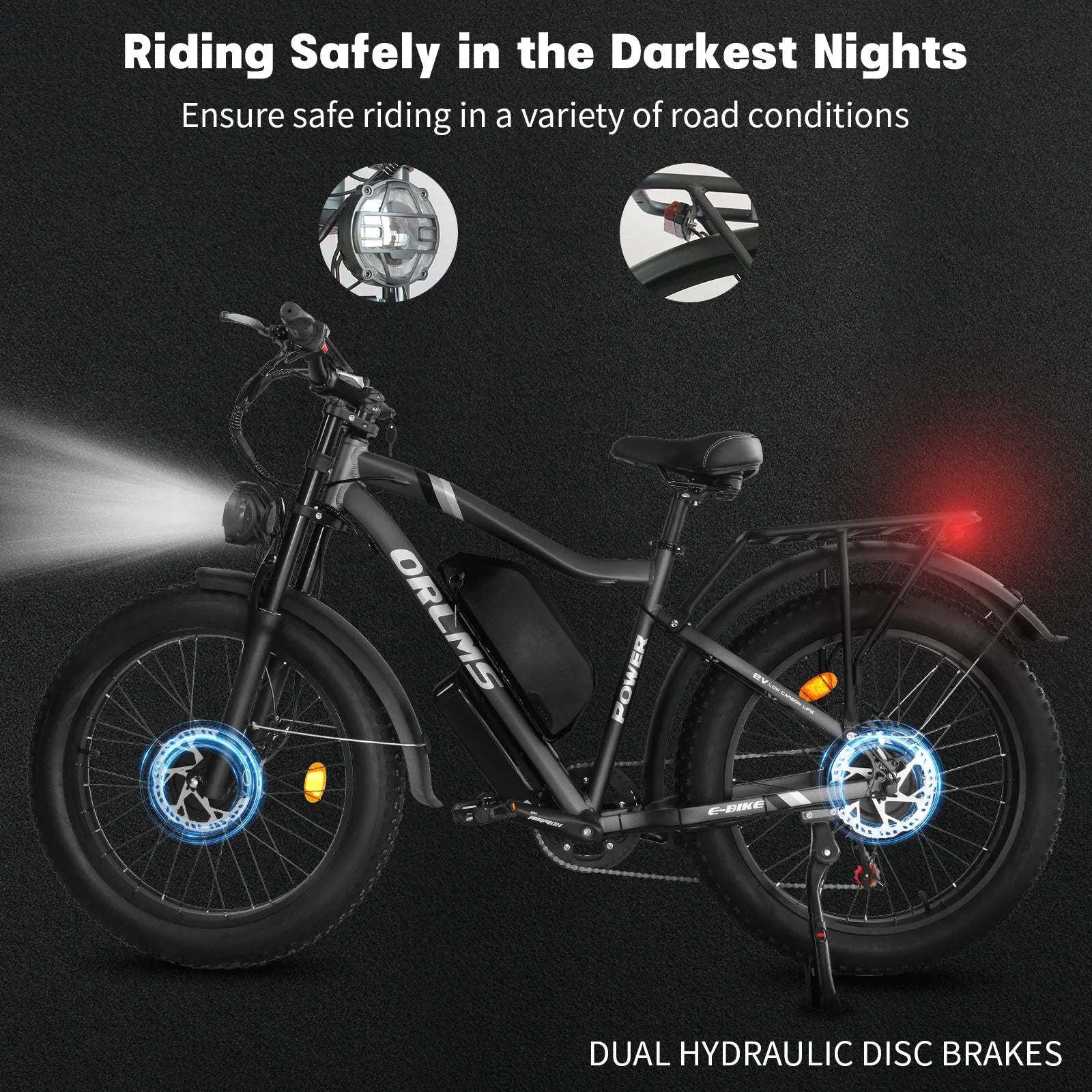 HKM-383507 48V E-Bike with Central Motor, 7-Speed Gear, Fat Tire Design, Smart Features, and Hydraulic Disc Brakes