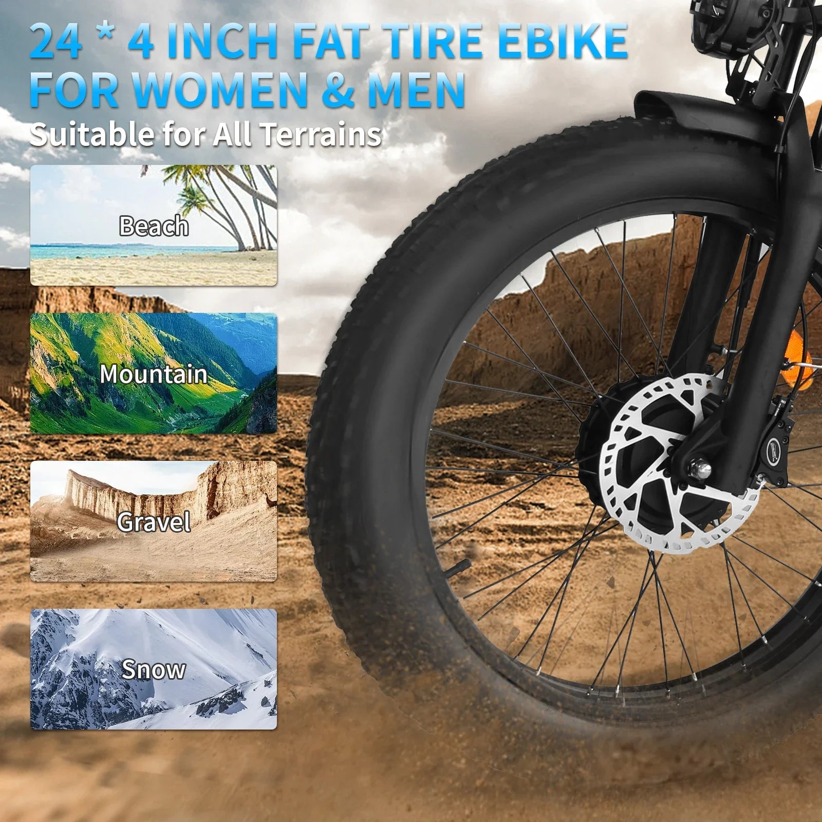 HKM-383507 48V E-Bike with Central Motor, 7-Speed Gear, Fat Tire Design, Smart Features, and Hydraulic Disc Brakes