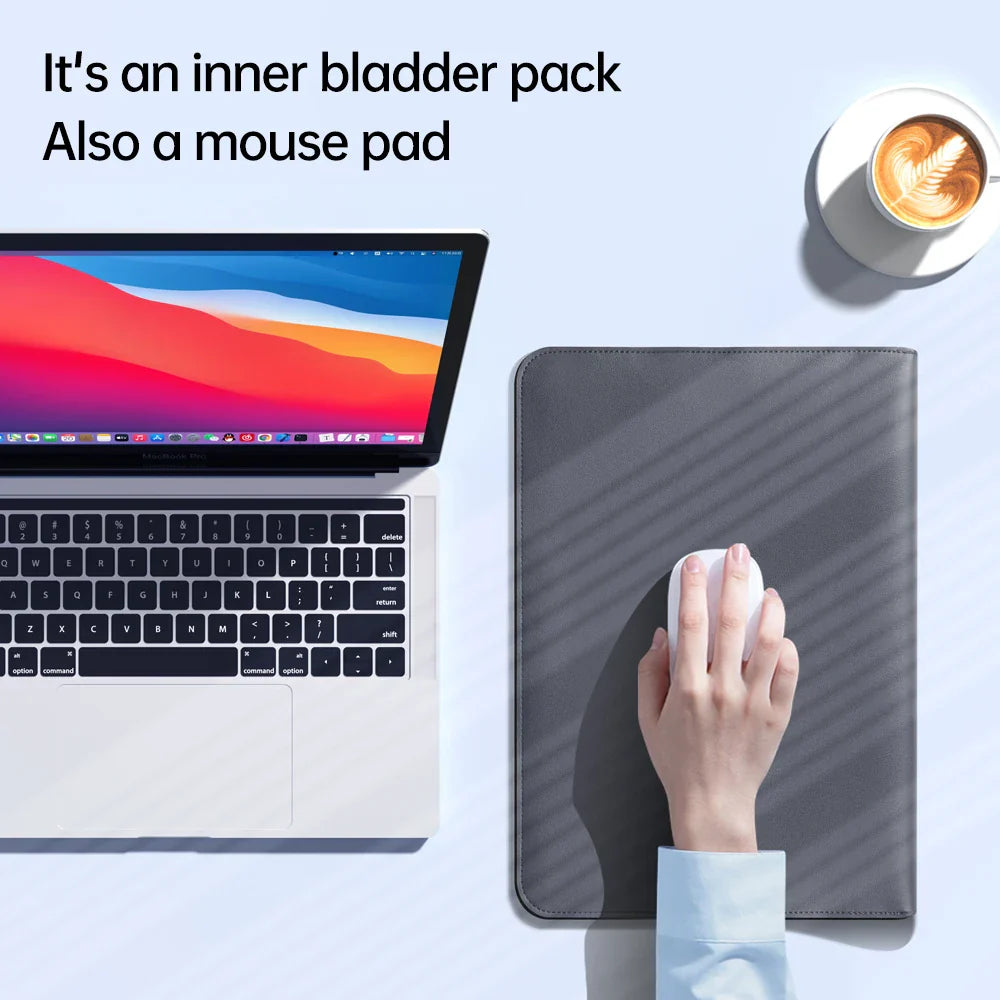 HKM-383507 Leather Laptop Sleeve with Stand for MacBook Air & Pro (14-15 Inch)
