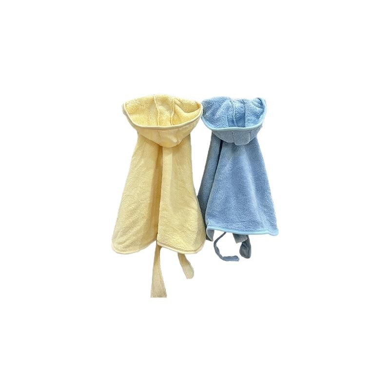 HKM-3835709 Soft and Thick Coral Fleece Dog Bath Towel - Wearable Bathrobe in Blue, Yellow, Pink, or White