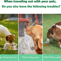 HKM-3836349 3-in-1 Portable Pet Water Bottle with Food Container and Waste Bag Dispenser for Dogs and Cats