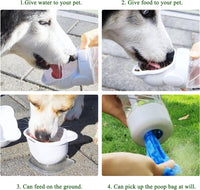 HKM-3836349 3-in-1 Portable Pet Water Bottle with Food Container and Waste Bag Dispenser for Dogs and Cats